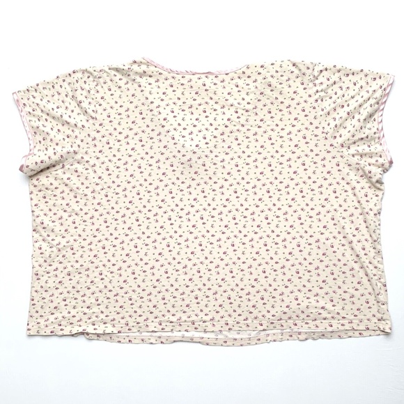 Vintage Ivory Baby Pink Floral Fairy Ditzy 100% Cotton Plus Size Top XXL 26/28 - Picture 2 of 8